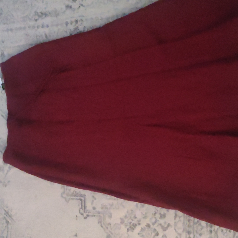 Dark red long linen skirt New York company women's size 12